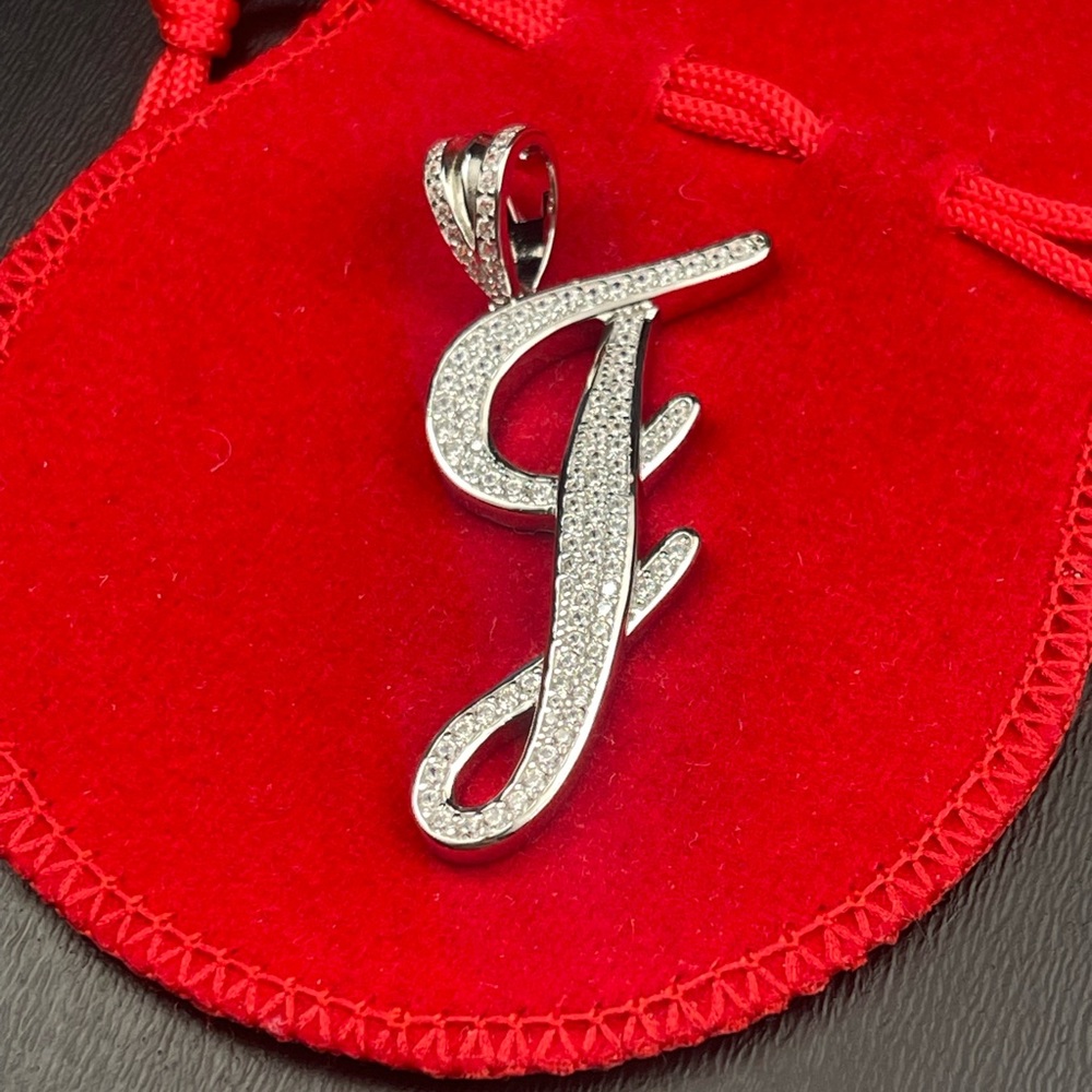 Solid 925 Silver Letter J Pendant - image 1